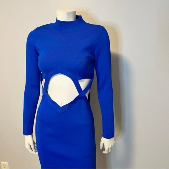 Zara New Without Tag Cut-Out Knitted Dress Blue Size L - Picture 8 of 16
